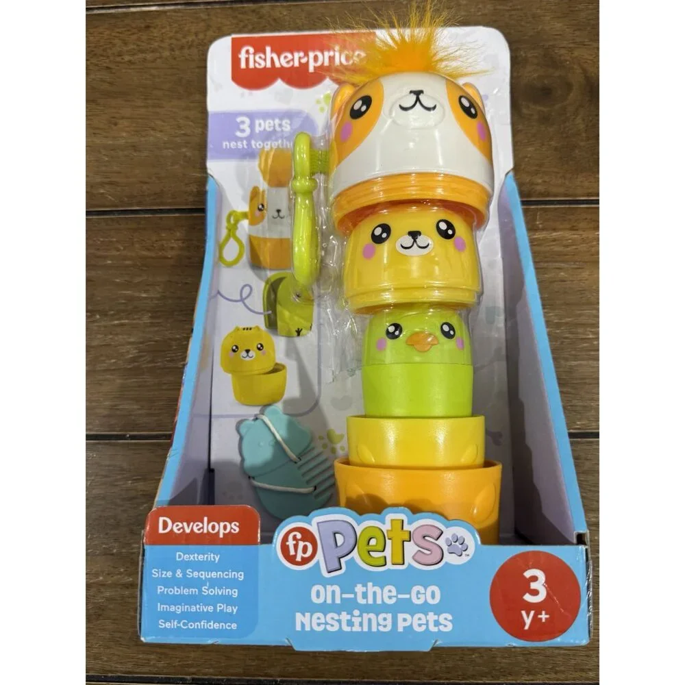 FISHER-PRICE Pets on-the-go Nesting Pets & HEARTH & HAND with Magnolia Plush Dog
